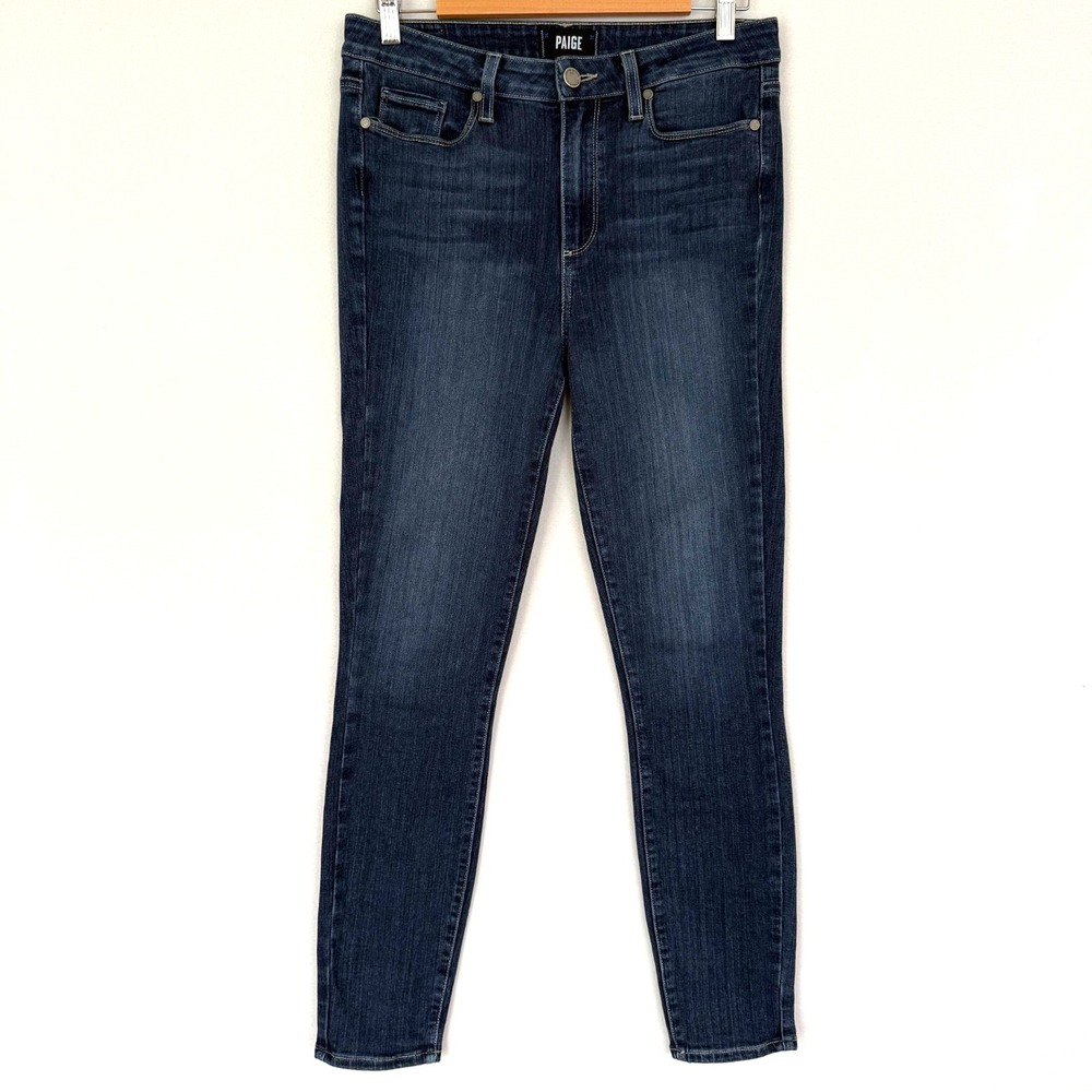 Paige Hoxton Ankle Skinny Jeans Dark Wash High Rise Stretch Denim Womens Size 29